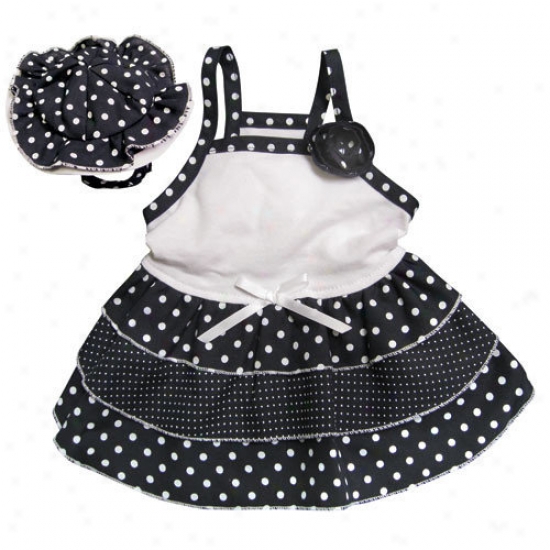 Klippo Pet Adorable And ''dazzling Polka Dots'' Dog Sundress With Matching Hat