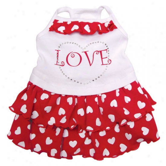 Klippo Pet Adorable Dog Sundress With Sparkling Rhinestones And Hearts