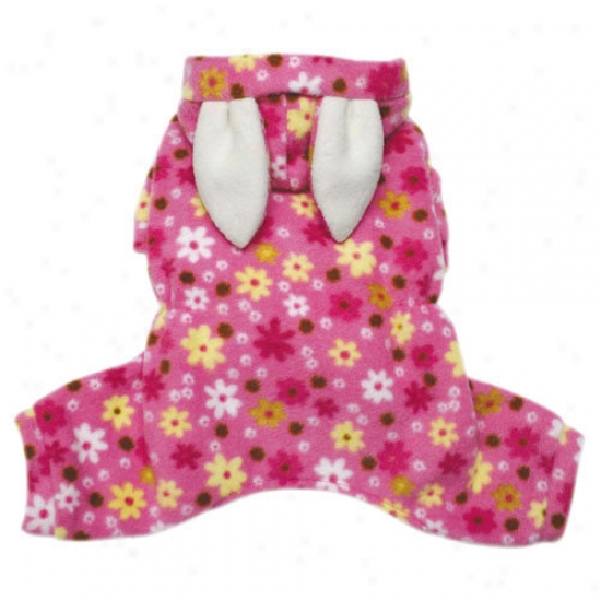 Klippo Pet Adorable Floral Bunny Fleece Dog Pajamas / Bodysuit By the side of Hood