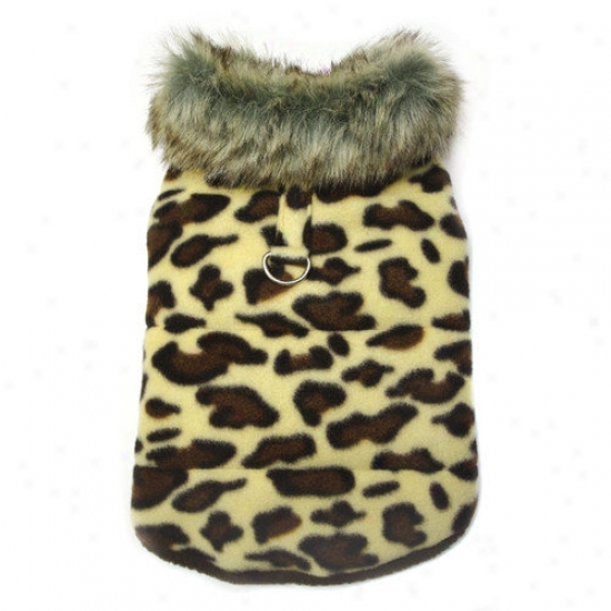 Klippo Pet Adorable Padded Leopard Print Dog Vest With Fur Collar