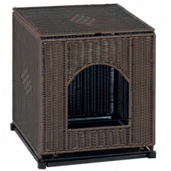 Large Dark Brown Wicker Litter Box Cover