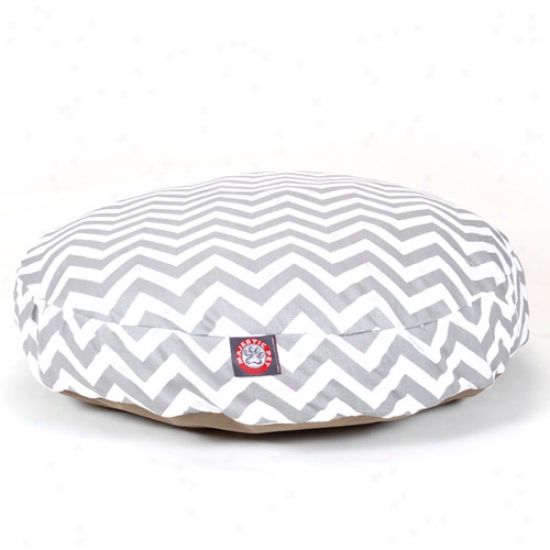 Majestic Pet Products Chevron Round Pet Bed, Gray