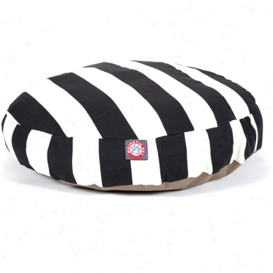 Majestic Pet Products Vertical Stripe Round Pet Bed, Black