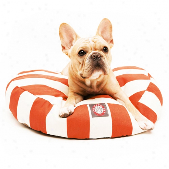 Majestic Pet Products Vertical Stripe Round Pet Bed, Burnt Orange