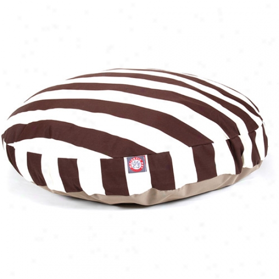 Elevated Pet Products Vertjcal Stripe Round Angry mood Bed, Chocolate