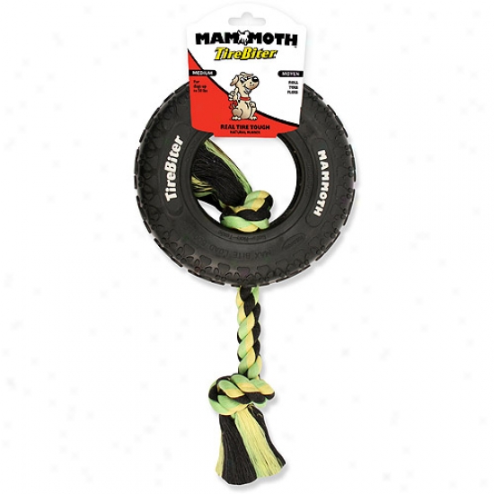 Mammoth Pet Peiducts Tire Biter Paw Track With Rope Dog Toy In Black