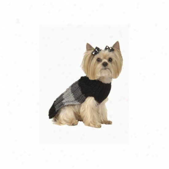 Max's Closet Tri Color Stripe Dog Sweater With Hat In Charcoal