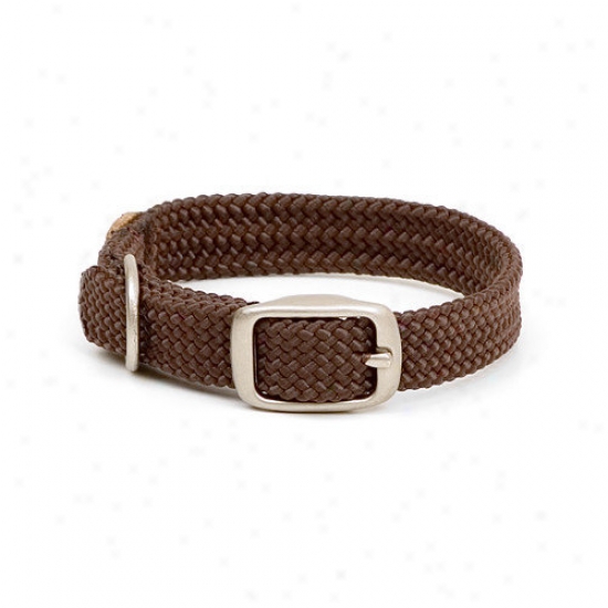 Mendota Deceitful Braid Junior Collar In Brown / Brushed Nickel Hardware