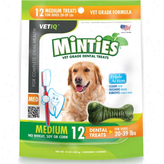 Minties From Vetiq Medium Dog Dental Treats, 12 Oz