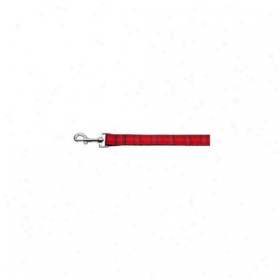 Mirage Pet Products 125-013 1004rd Plaid Nylon Collar  Red 1 Wide 4ft Lsh
