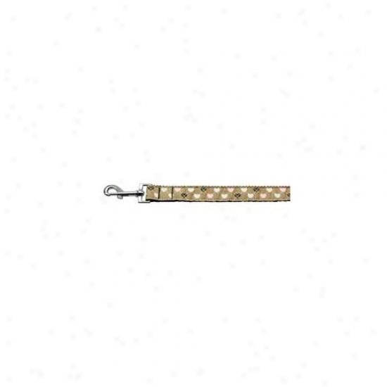 Mirags Pet Products 125-017 1006tn Argyle Hearts Nylon Ribbon Leash Tan 1 Ibch Wide 6ft Long