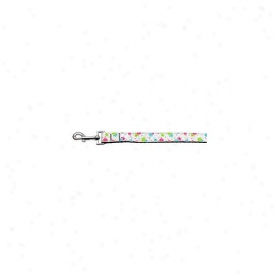 Mirage Pet Products 125-01 81004wt Lollipops Nylon Ribbon Leash White 1 Inch Wide 4ft Long