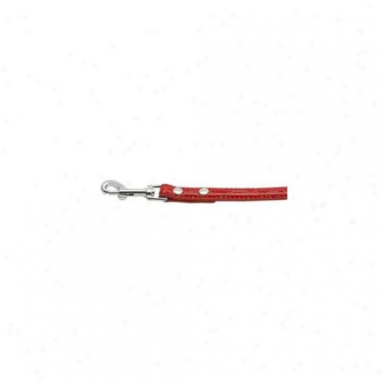 Mirage Pet Producs 35-01 12rd Faux Croc Beaded Collra Red . 50 Inch  Match Plain Leash