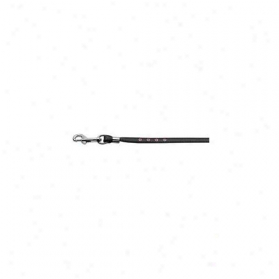 Mirage Pet Produts 80-05 Bk-pk Sv Hrw Color Crystal Leash Murky  With  Pink Stones Silver Hardware