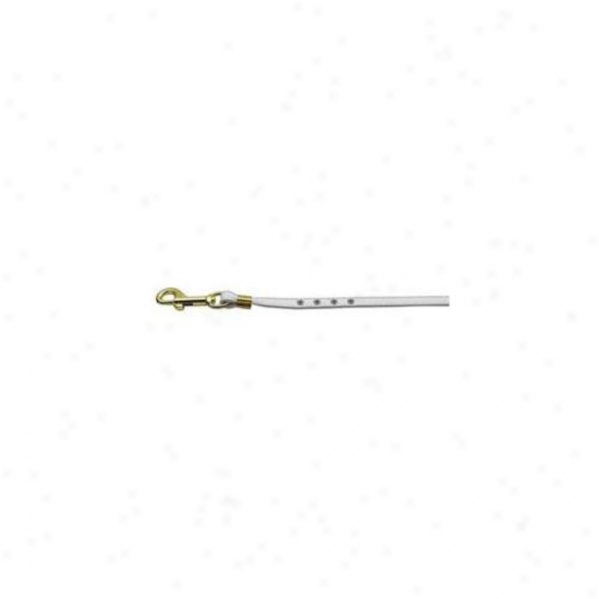 Mirage Pet Products 80-05 Wt-bl Gd Hrw Color Crystal Leash White  With  Lt Blue Stones Gold Hardware