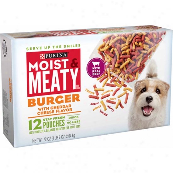 Moist & Meaty Burger W/cheese Purina Soft Damp Dog Food, 72oz