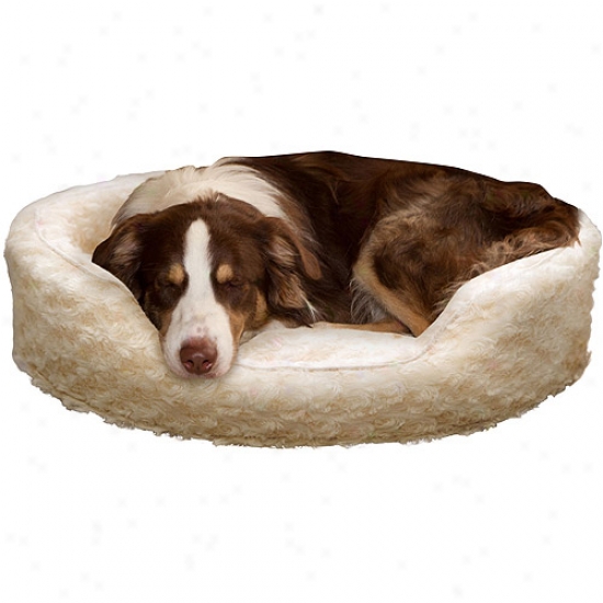 Paw Snuggle Round Comfy Fur Pet Bed, Cream