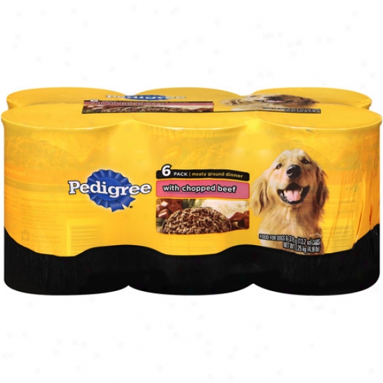 Pedigree Canned Dog Fokd, Meaty Ground Dinner With Chopped Beef, 13.2 Oz, 6 Count
