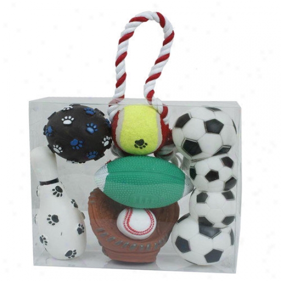 Pet Life 5 Piece Sports Themed Pet Toy Set