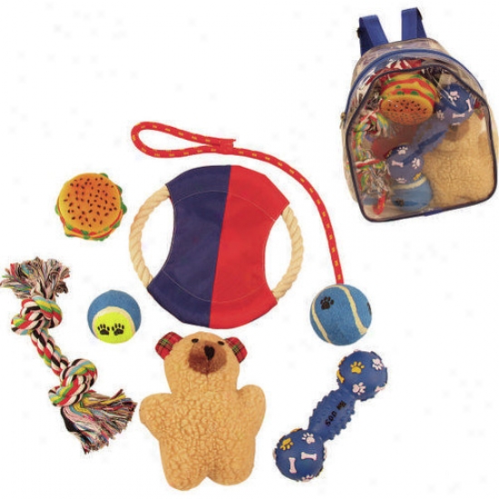 Pet Life 8 Piece Backpack Favorite Toy Group