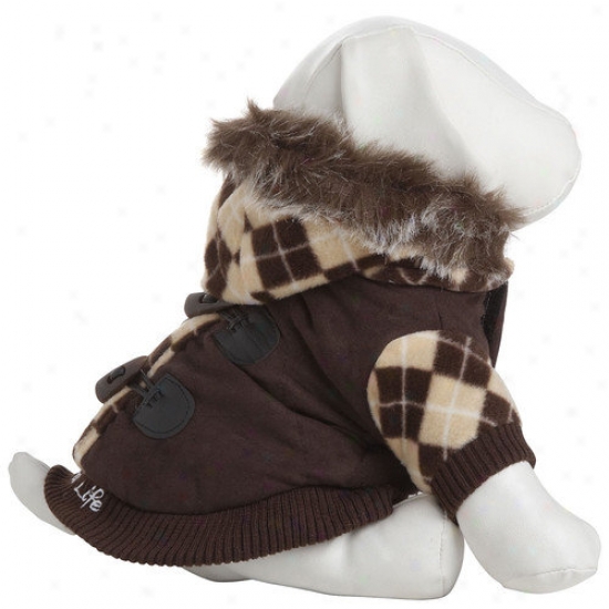 Pet Life Designer Patterned Ooze Dog Jacket With Removeable Hood In Brown