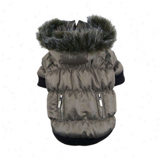 Pet Life Metallic Dog Parka With Removable Hood In Brown