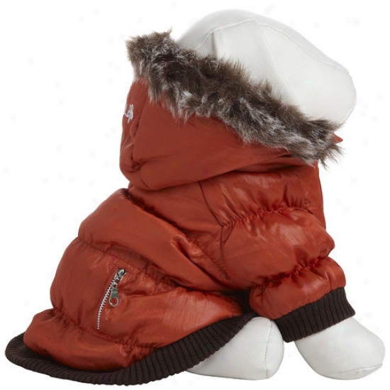 Pet Life Metallic Dog Parka With Removable Hood In Red