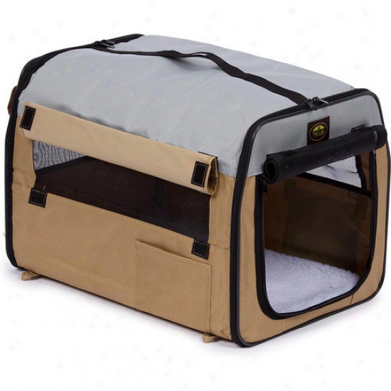 Pet Life Zippered Easy Carry Pet Carrier In Khaki And Grey