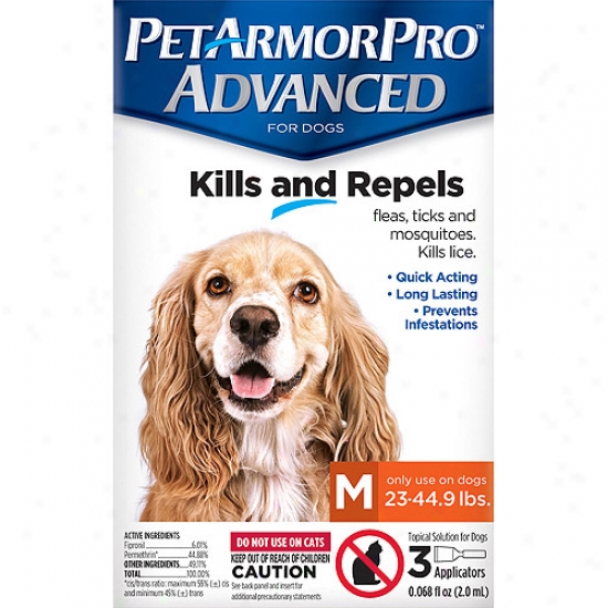 Petarmorpro Advanced Flea, Tick And Mosquito Topical Solution For Dogs 23-44.9 Lbs, 3 Count