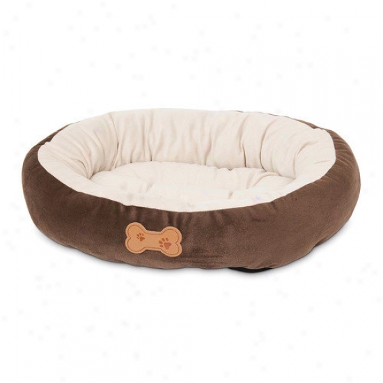 Petmate Round Support Dog Bed By the side of Bone Applique