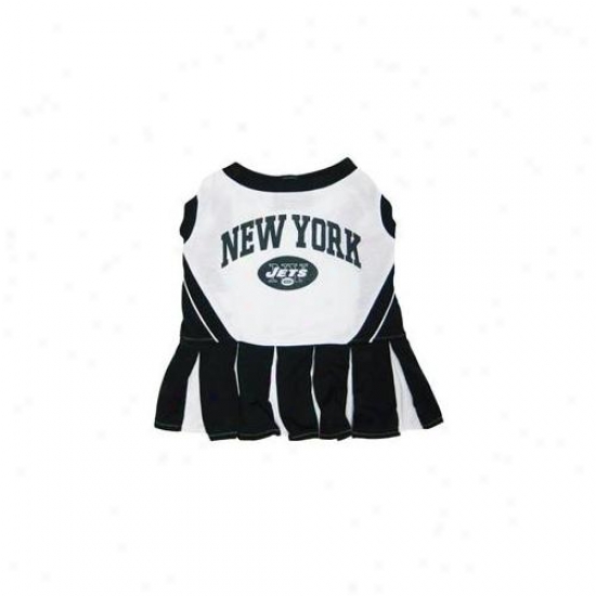 Pets First Nyjclo-m New York Jets Nfl Dog Cheerleader Outfit - Medium