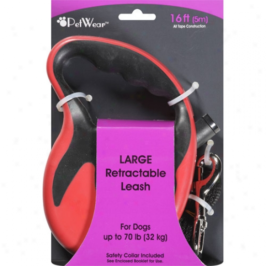 Petwear Large Retractable Dog Leash, Red