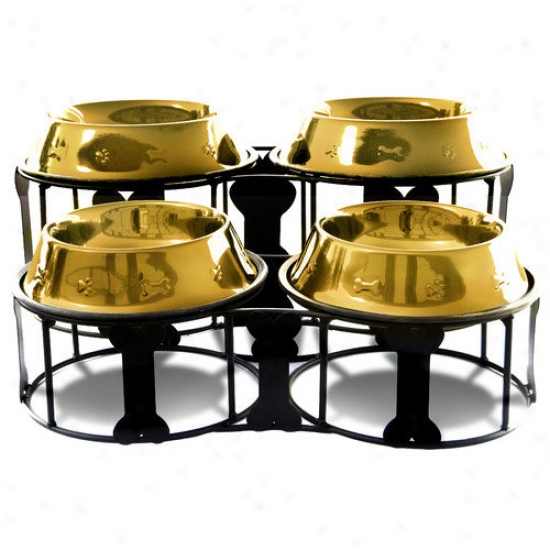 Platinum Pets Deluxe Bone Double Diner Stand With Pair Pet Bowl