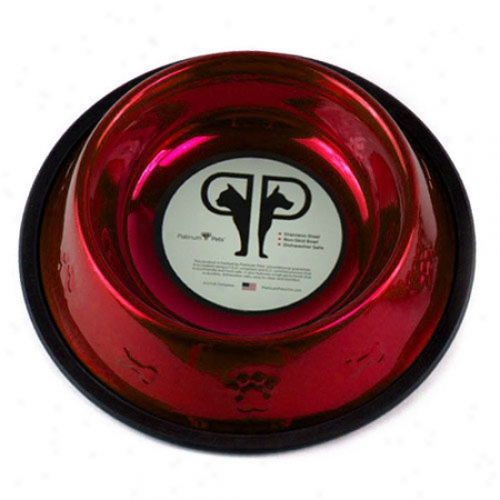 Platinum Pets Embossed Dog Bowl In Red