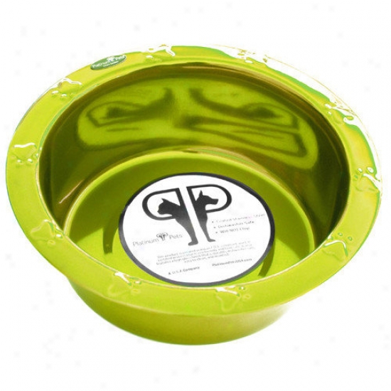 Platinum Pets Embossed Rim Dog Bowl In Corona Lime