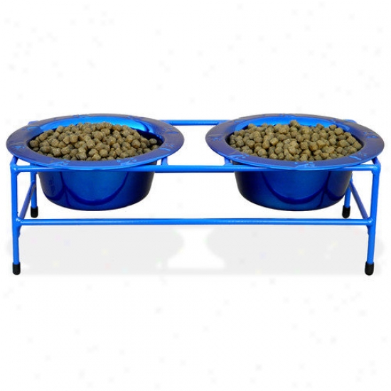 Platinum Pets Modern Double Diner Stand With Two Wide Rimmed Bowl