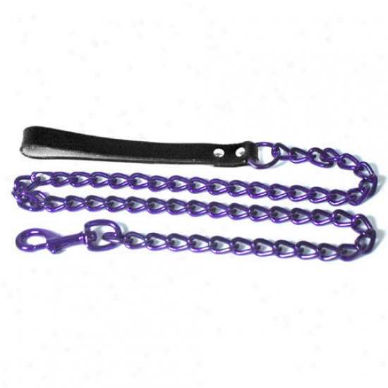 Platinum Pets Steel Dog Leash In Purple With Black Leather Handle