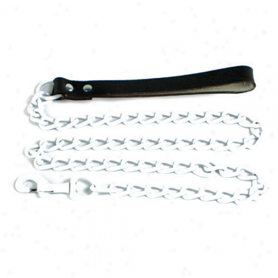 Platinum Pets Steel Dog Leash In White With Black Leather Handle