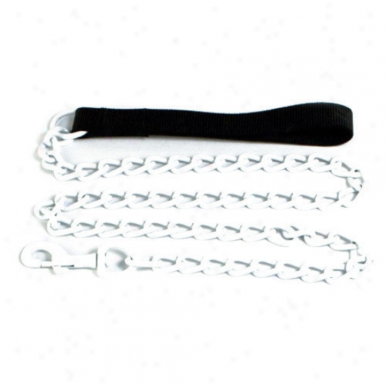 Platinum Pets Steel Dog Leash In White With Black Nylon Handle