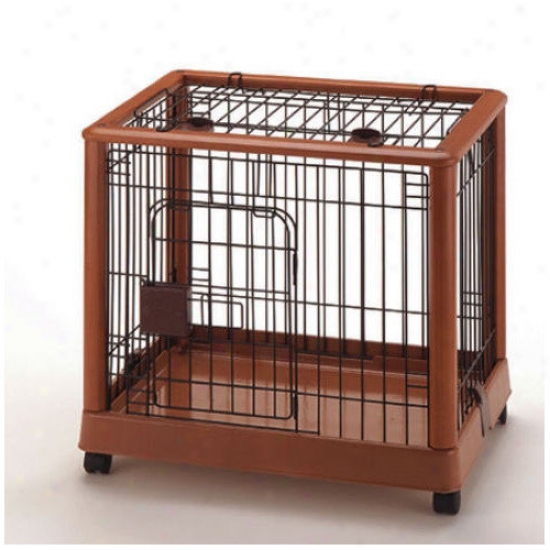 Richell Hardwood Mobile Pet Crate