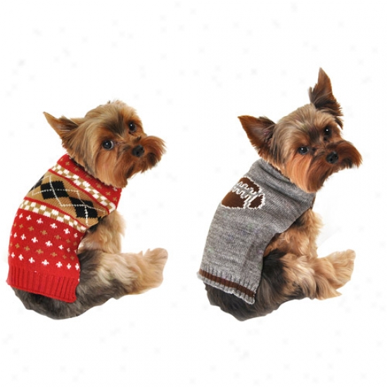 Simply Dog Festive Dog Swweater/football Dog Sweater Bundle, Pink/tan, (multiple Sizes Available)