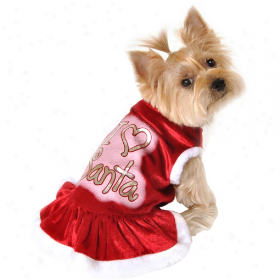 Simply Dog I Heart Santa Dog Dress, Red, (multiple Sizes Available)