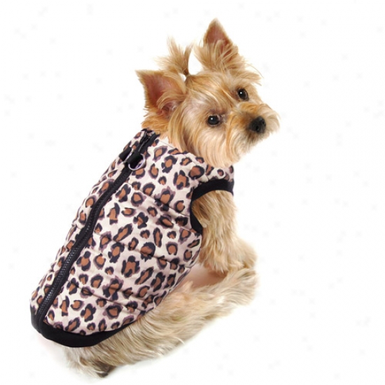 Simply Dog Leopard Fur Bomber Dog Jacket, Brown, (multiple Sizes Available)