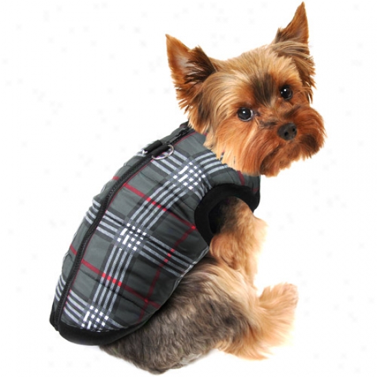 Simply Dog Plaid Print Bomber Dog Jacket, Gray, (multiple Sizes Availabel)