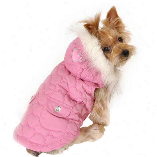 Simply Dog Pocket Heart Quilted Dog Jacket, Pink, (multiple Sizes Serviceable)