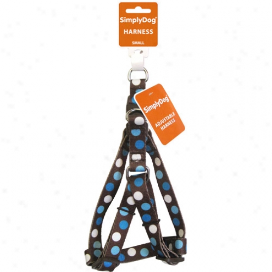 Simplydog Adjustable Dog Harness, Brown, Blue Dot Print