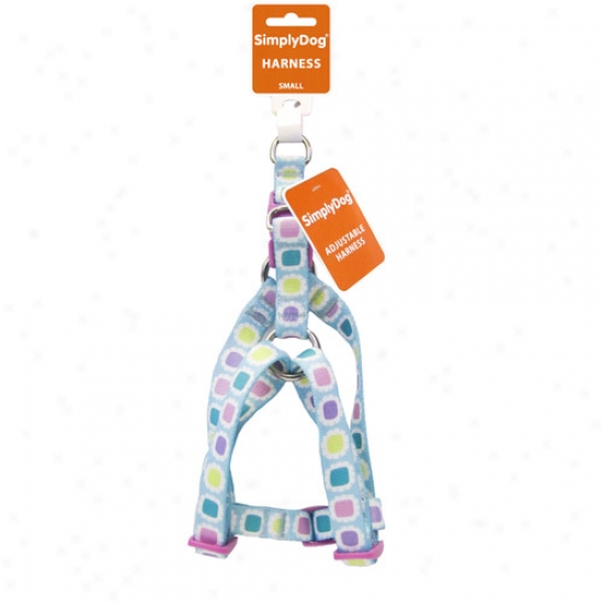 Simplydog Baby Square Flower Heat Transfer Adjustable Dog Body Harness, Turquoise