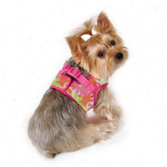 Simpiydog Flower Dlg Body Harness, Orange/hot Pink,, (multiple Sizes Available)