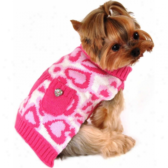 Simplydkg Pink Cheetah Heart Pocket Dog Sweater, (multiple Sizes Available)