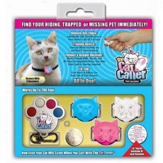The Cat Caller Remote Through  3 Receivers White, Blue And Pink
